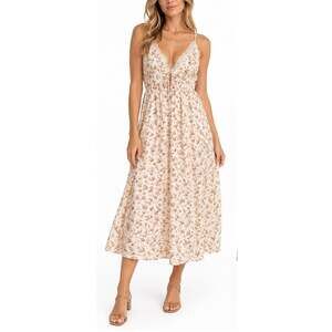 Daisy Street Floral Lace Trim V-Neck Midi Maxi Dress Size Small Cottagecore